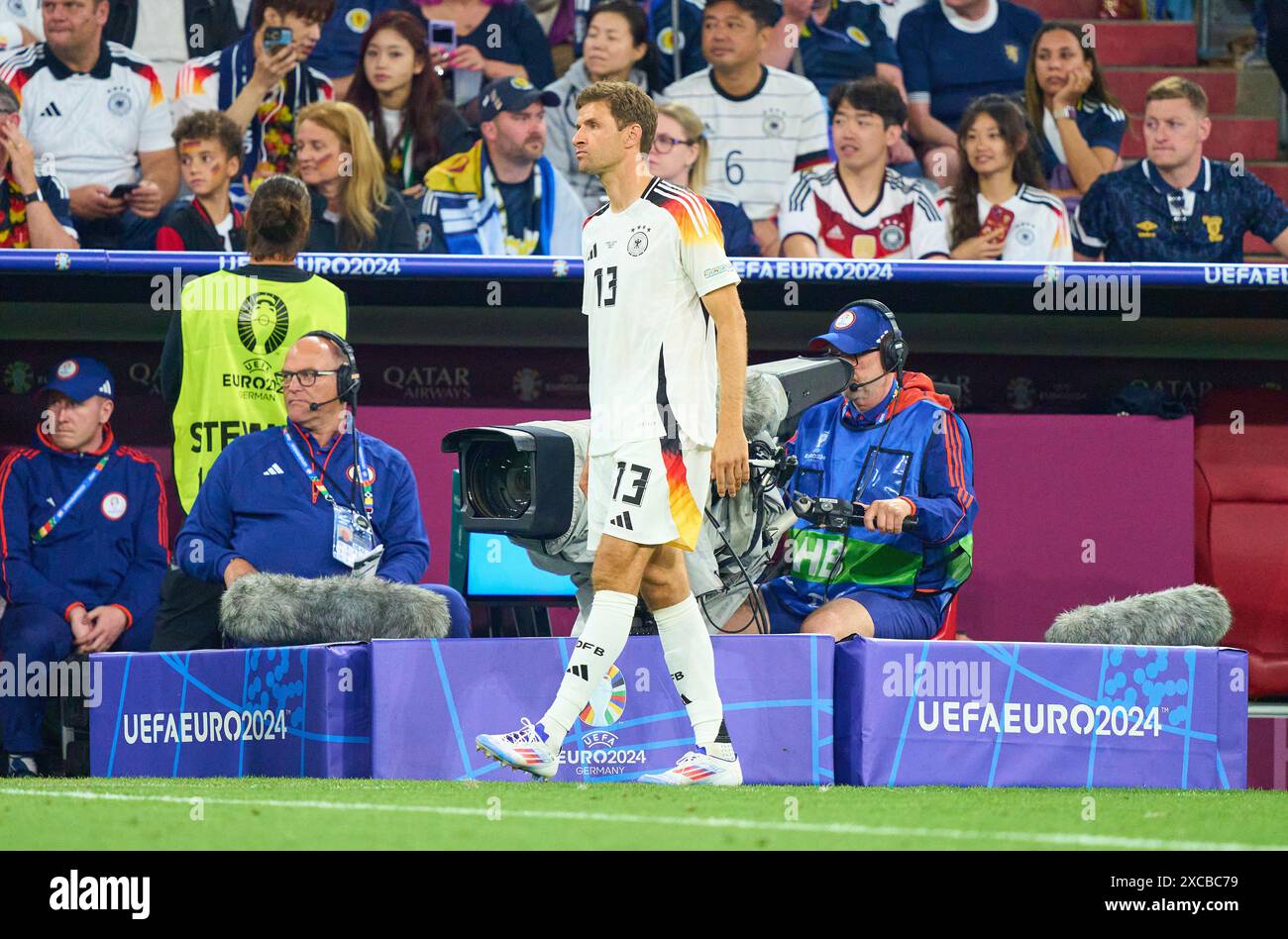 Thomas Müller, Mueller, DFB 13 im Gruppenspiel DEUTSCHLAND - SCHOTTLAND 5-1 der UEFA-Europameisterschaften 2024 am 14. Juni 2024 in München. Fotograf: Peter Schatz Stockfoto