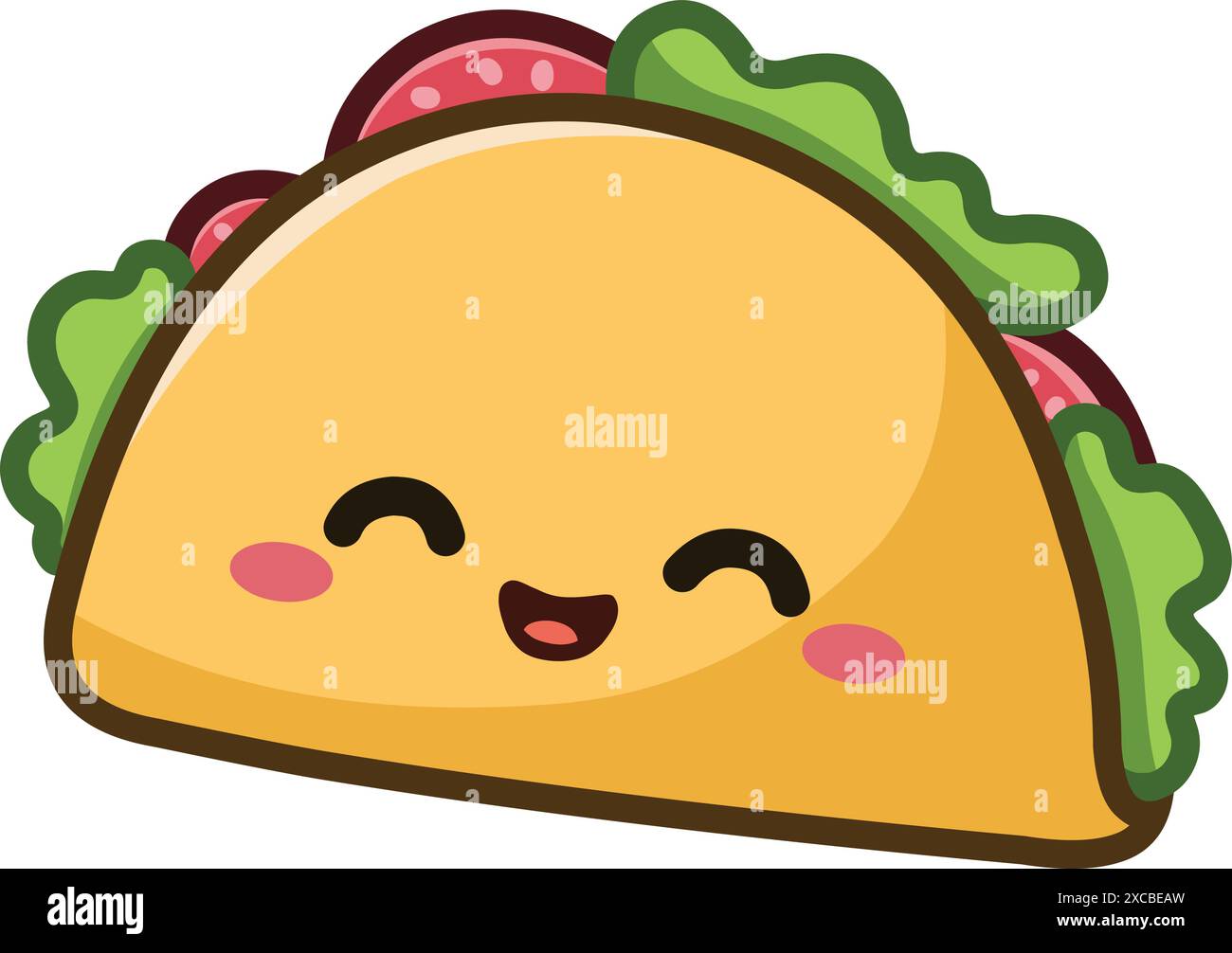 Fröhliche Taco-Figur im Kawaii-Stil Stock Vektor