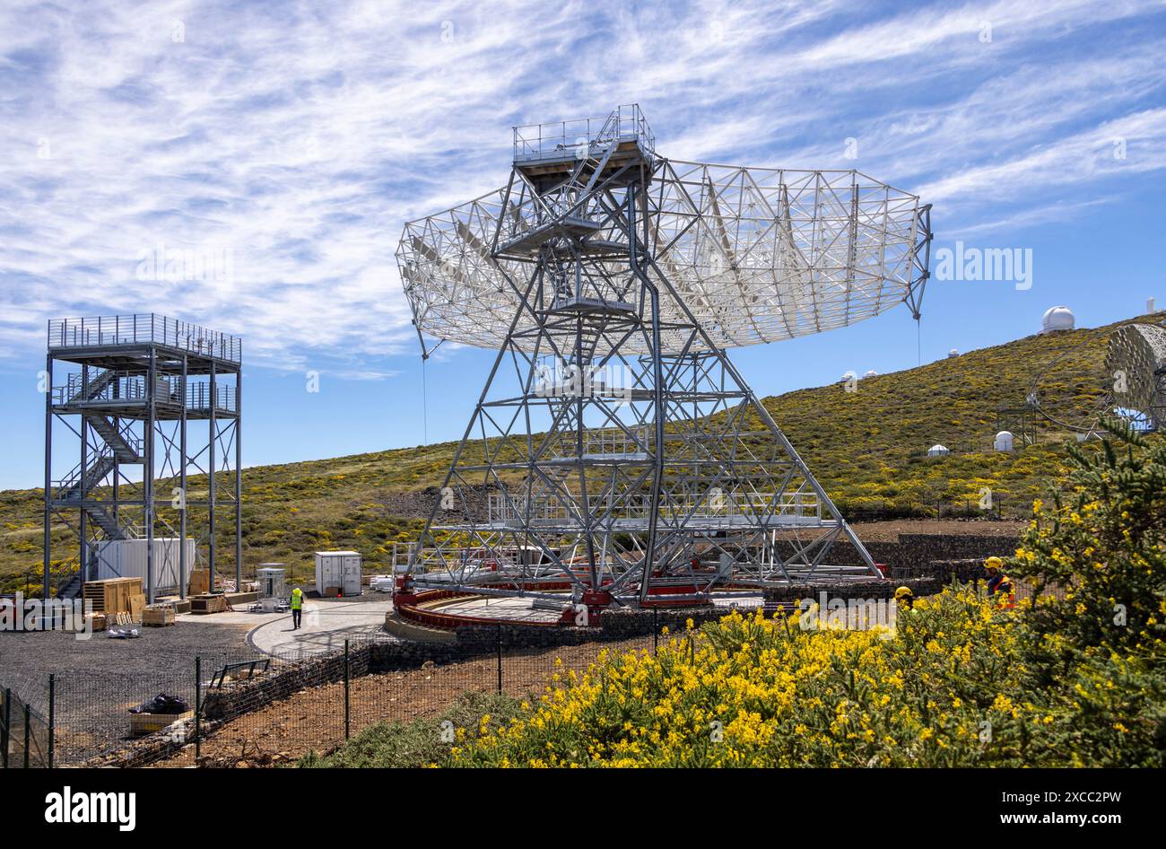 Bau eines neuen MAGISCHEN Teleskops, Roque de los Muchachos Observatory, La Palma, Kanarische Inseln, Spanien Stockfoto