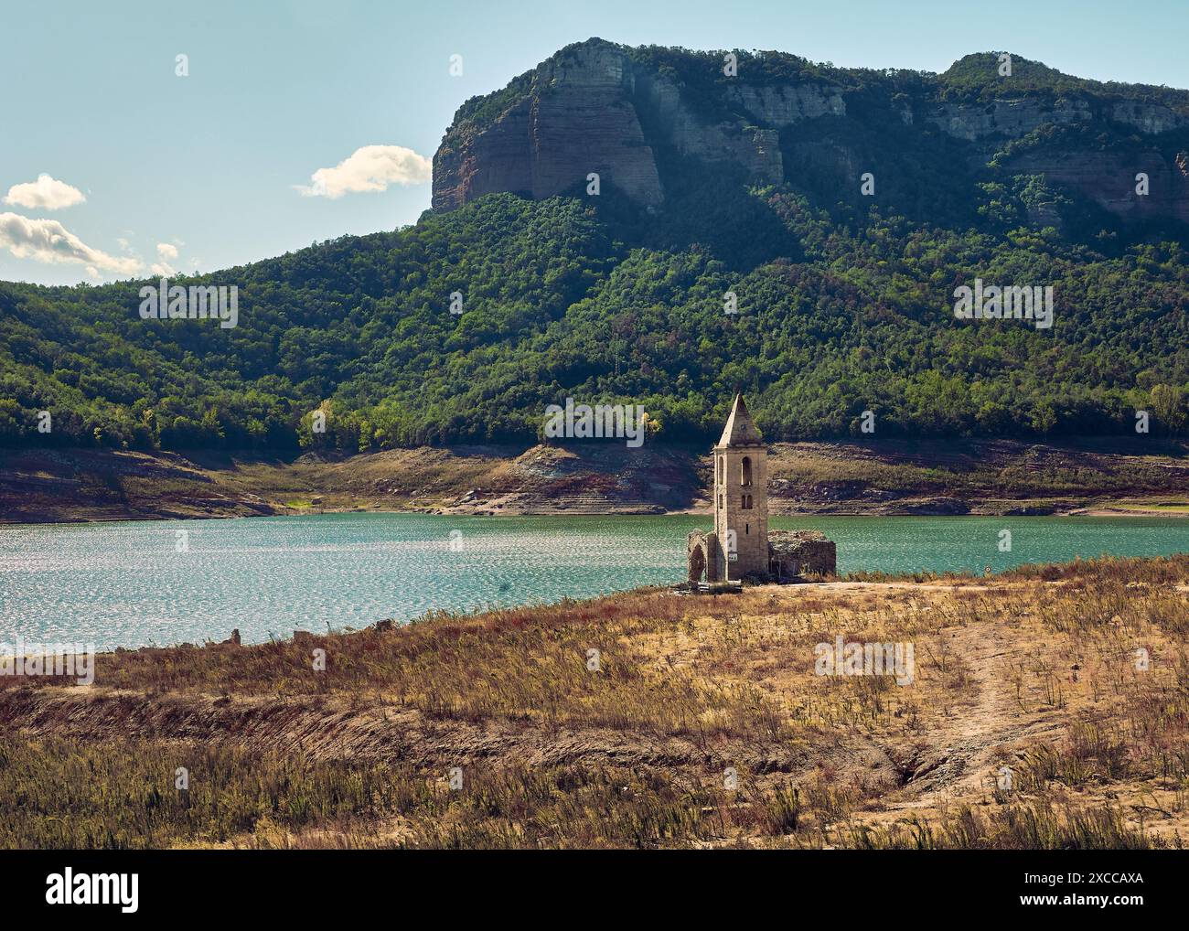 Sant Romà de Sau. Verlassene Kirche des Giron Reservoir. Girona Spanien Stockfoto