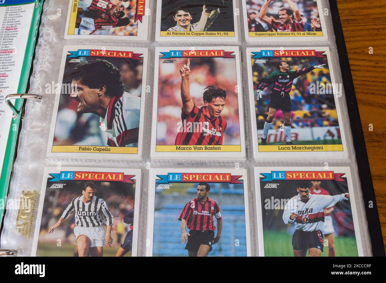 Album mit Stickern von Fußballspielern der Serie A aus den 1990er Jahren Stockfoto