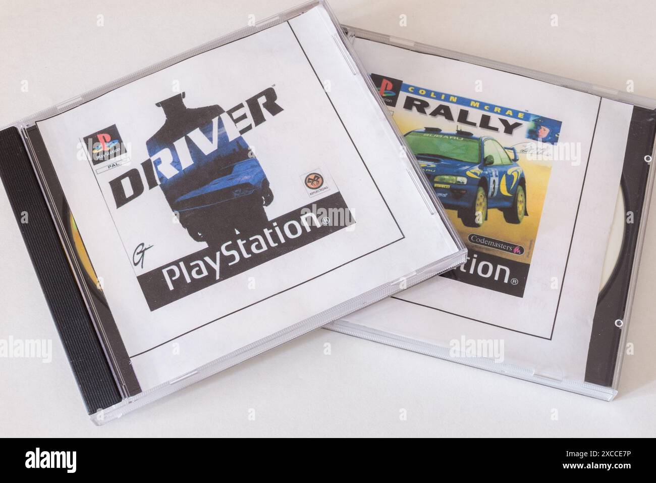 Gemasterte Kopien einiger alter Videospiele für Sony PlayStation Stockfoto