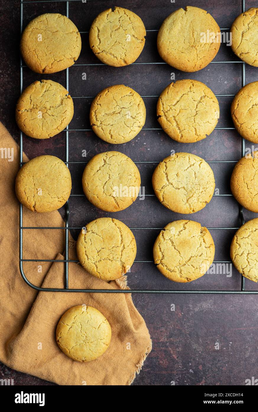 ginger Snap-Kekse auf Drahtsammelgestell Stockfoto