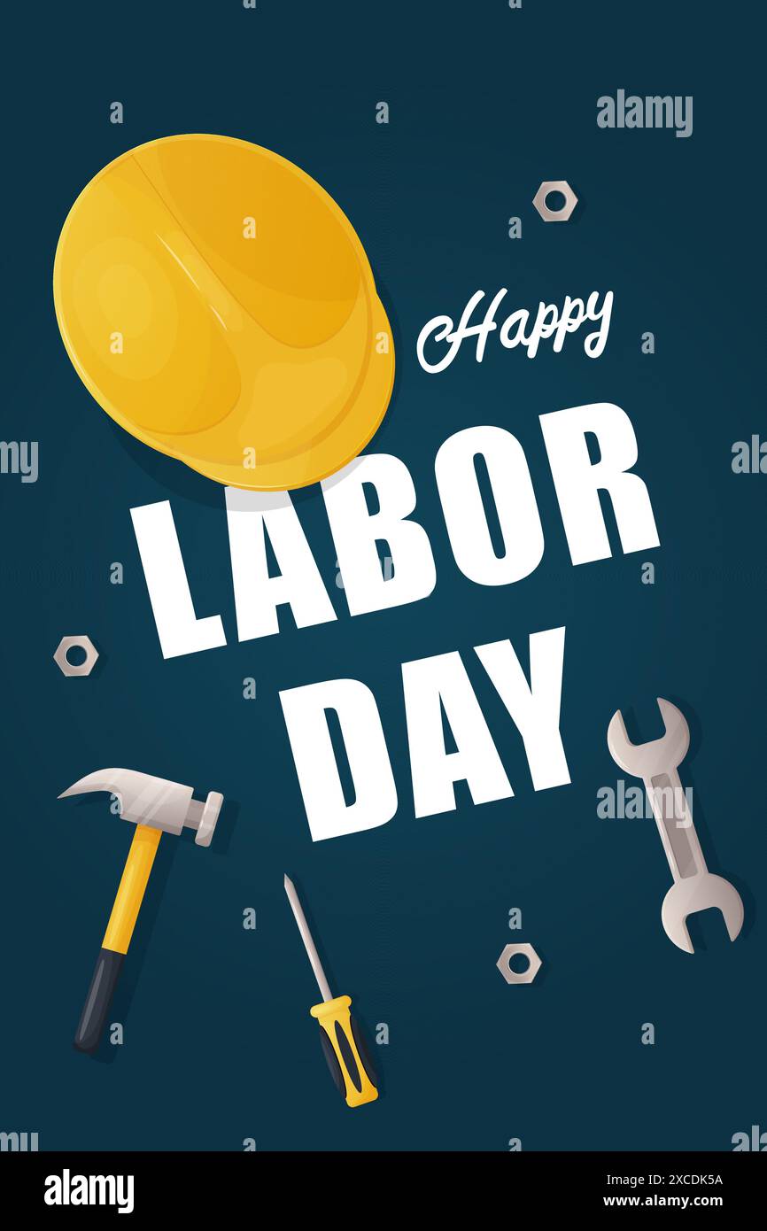 Poster, Happy Labor Day Banner, Format a4 einfach Stock Vektor
