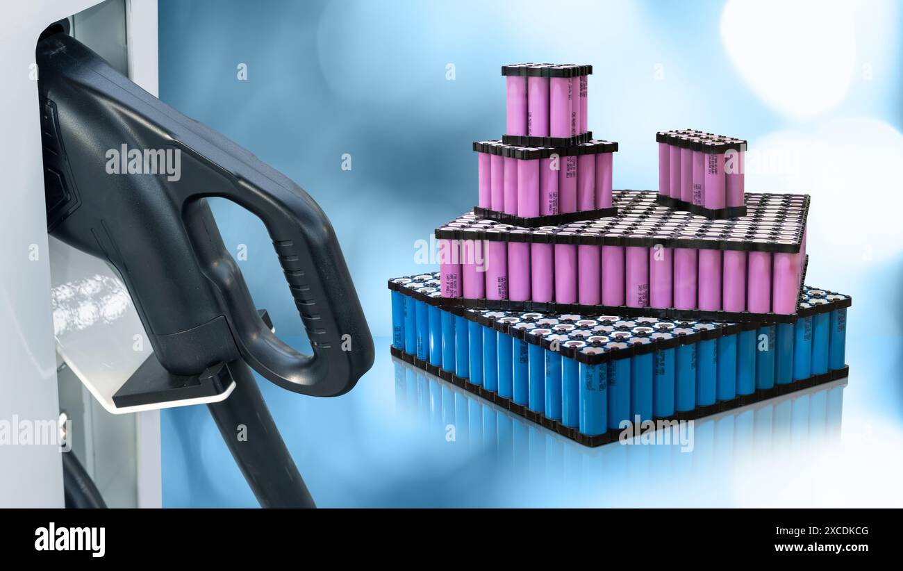 Batteriesatz für Elektrofahrzeuge. Stockfoto
