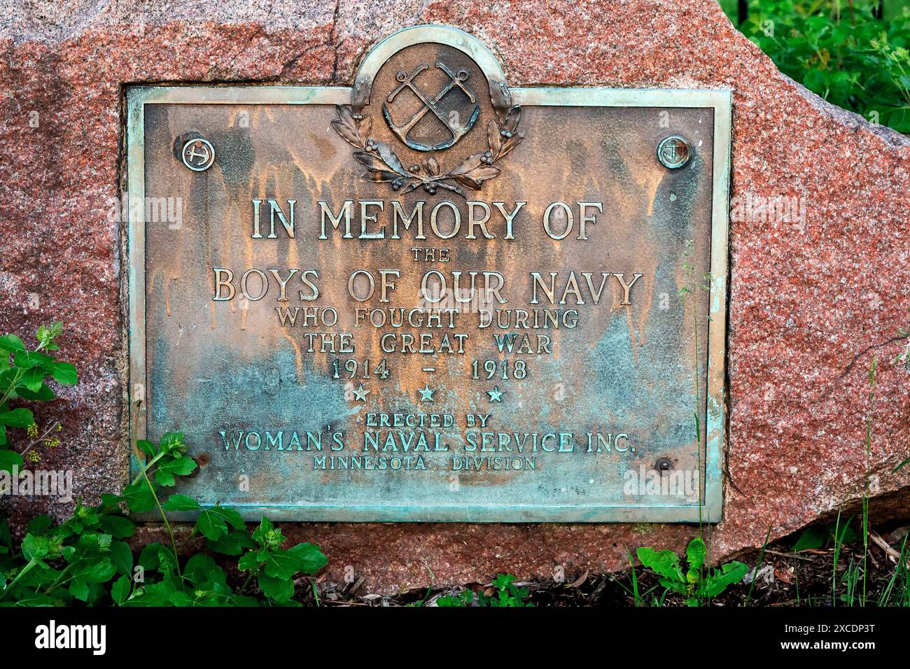 Am Memorial Day 1922 wurde das Denkmal der U.S. Navy WW I von der Minnesota Division des Women’s Naval Service, einer Kriegsorganisation, errichtet Stockfoto