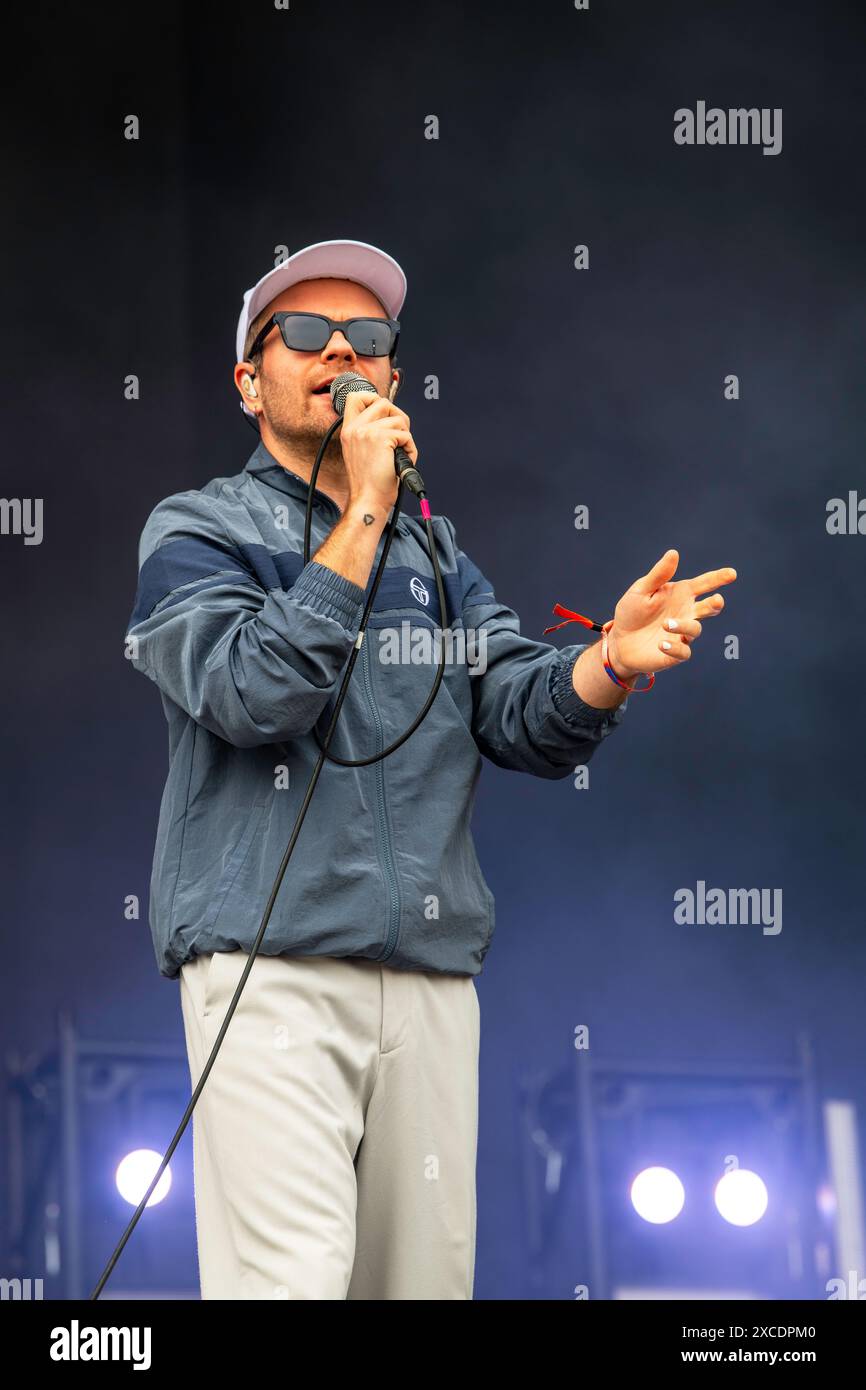 Die britische Post-Hardcore-Band Enter Shikari trat beim Rock im Park Festival in Nürnberg auf. Stockfoto