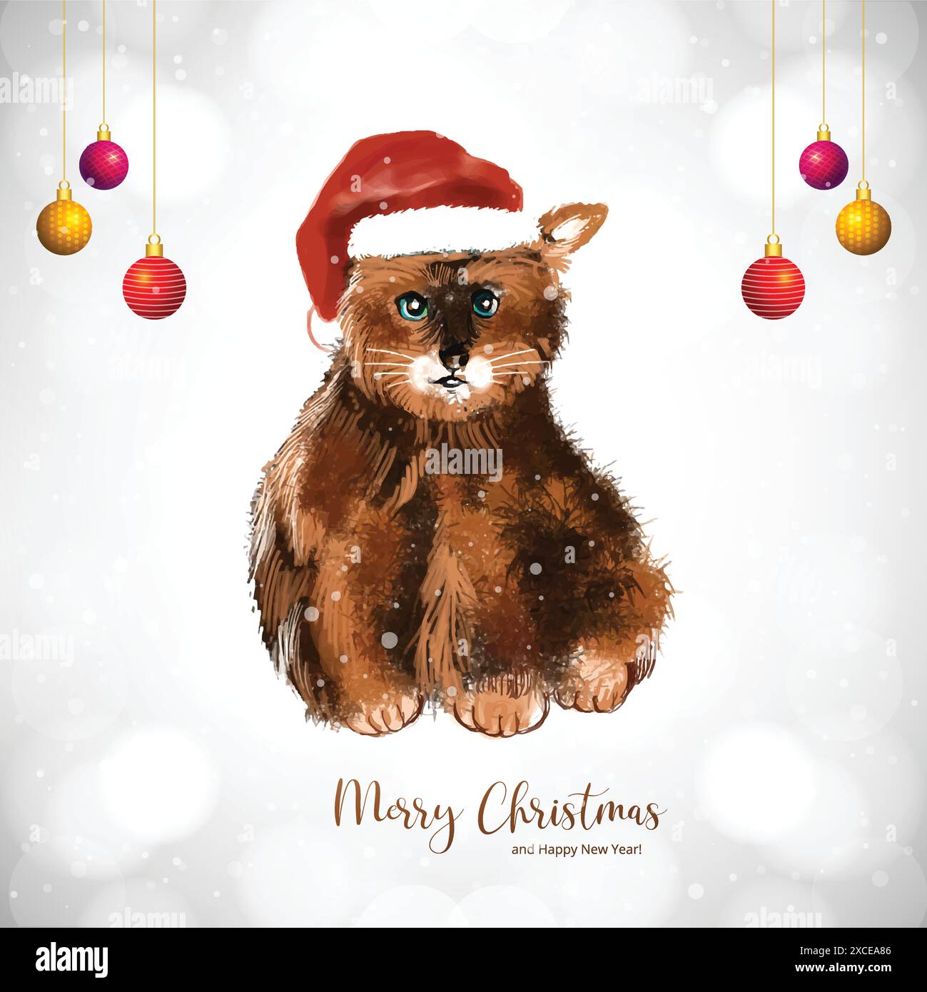 Frohe weihnachten und glückliches neues Jahr Grußkarte netter Hund Hintergrund Stock Vektor