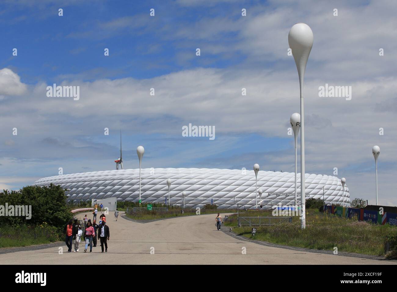 München Football Arena, München, Deutschland. Juni 2024. Euro 2024 Gruppe E Fußball, Rumänien gegen die Ukraine; das Stadion einen Tag vor dem Spiel. Beschreibung: Action Plus Sports/Alamy Live News Stockfoto