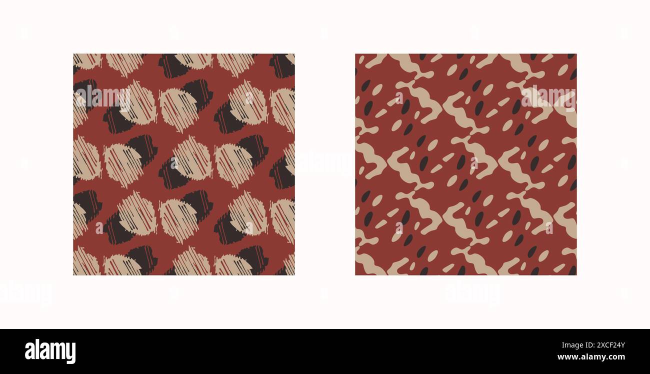 Abstraktes Muster mit ethnischer Camouflage im Herbst-Trend. Nahtlose rustikale Oberflächenstruktur mit neutralen Farbmarken Stock Vektor