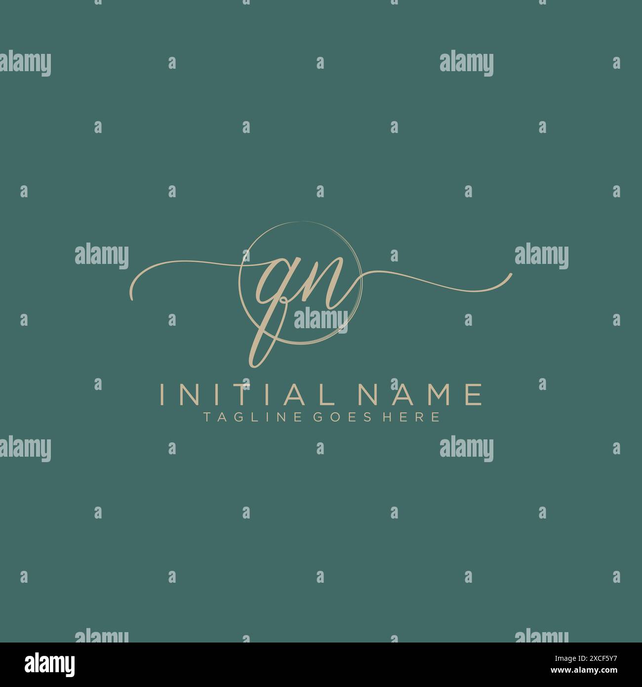 QN erste Handschrift mit Kreisschablone Stock Vektor