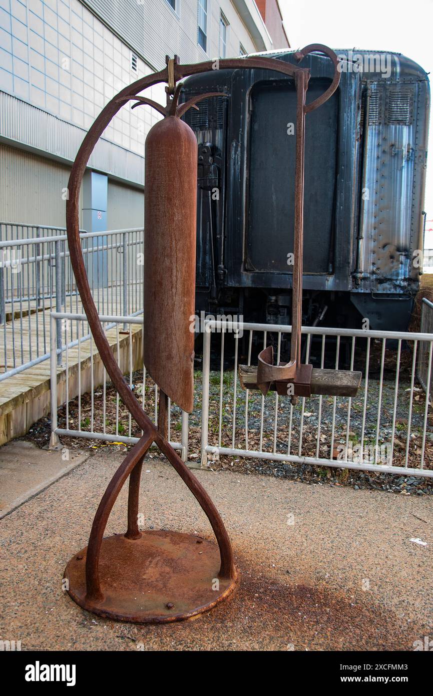 Glocke am Pier 21 im Seehafenviertel in Halifax, Nova Scotia, Kanada Stockfoto