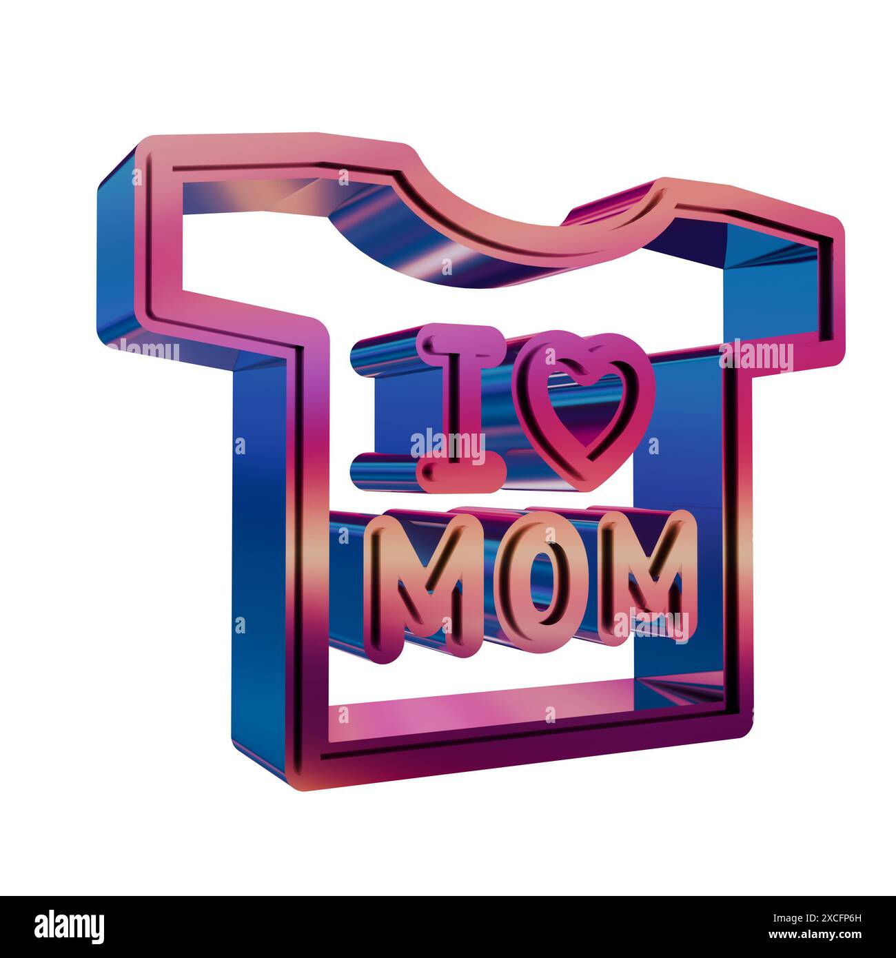 3D Neon Retro Icon – T-Shirt mit den Worten I LOVE MOM Stockfoto