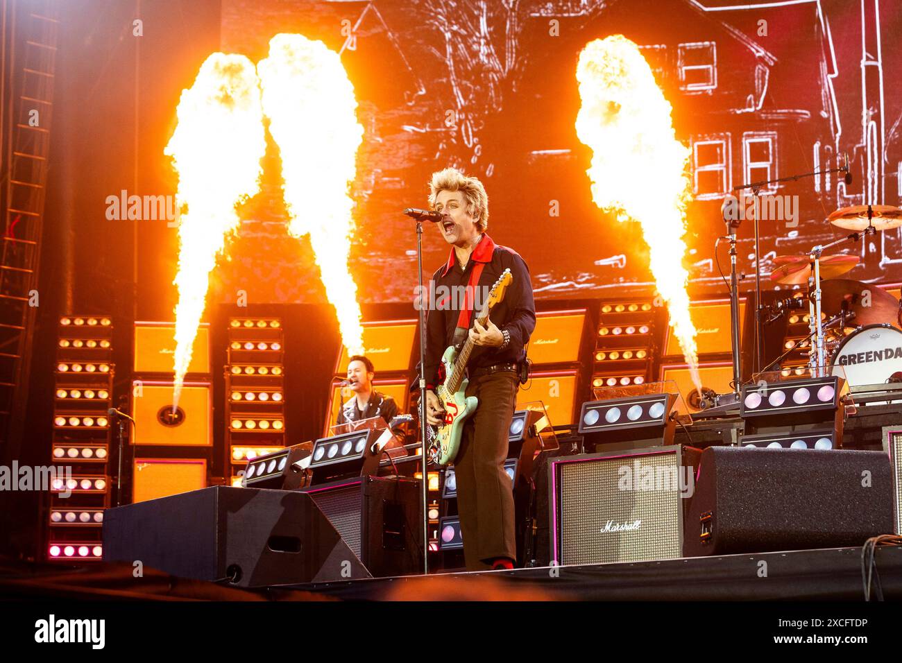 Billie Joe Armstrong von Green Day tritt live im Konzert während des IDays Festivals 2024 in Mailand, Italien, am 16. Juni 2024 auf Stockfoto