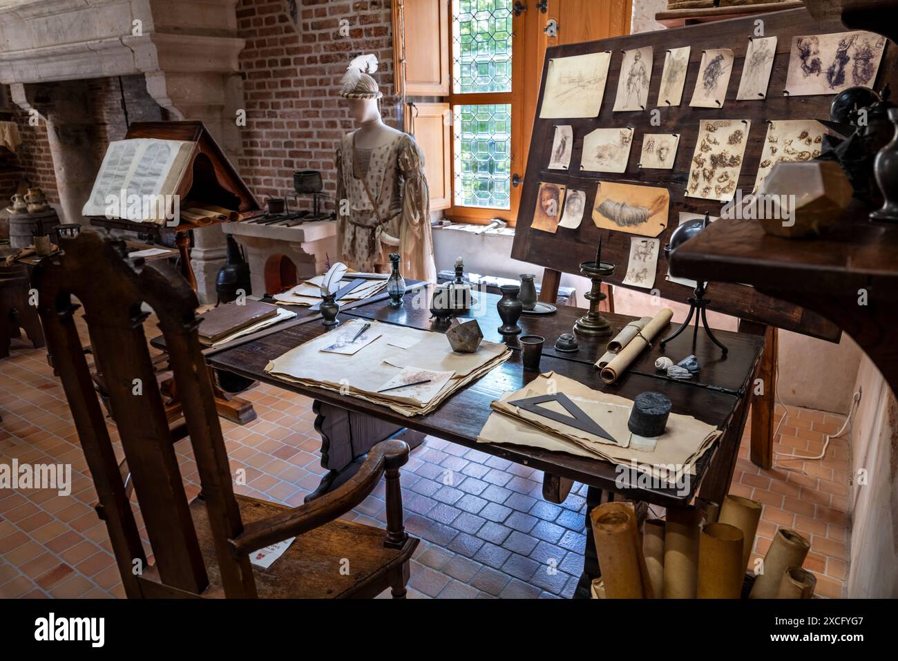 STUDIE LEONARDO DA VINCI (1452-1519) CLOS-LUCE AMBOISE FRANKREICH Stockfoto