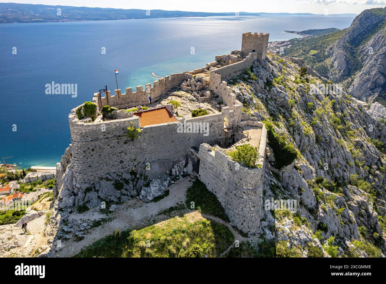 Luftbild Festung Starigrad die Festung Starigrad bei Omis aus der Luft gesehen, Kroatien, Europa Starigrad Festung in Omis von oben gesehen, Omis, Cro Stockfoto