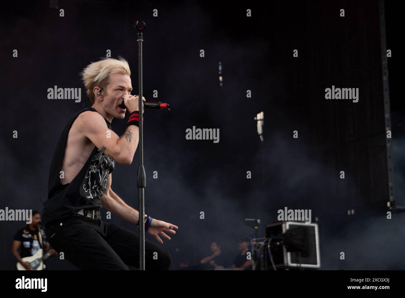 Donington, Großbritannien. Juni 2024. Sum 41 bringt Nostalgie auf die Apex-Bühne. Quelle: Cristina Massei/Alamy Live News Stockfoto