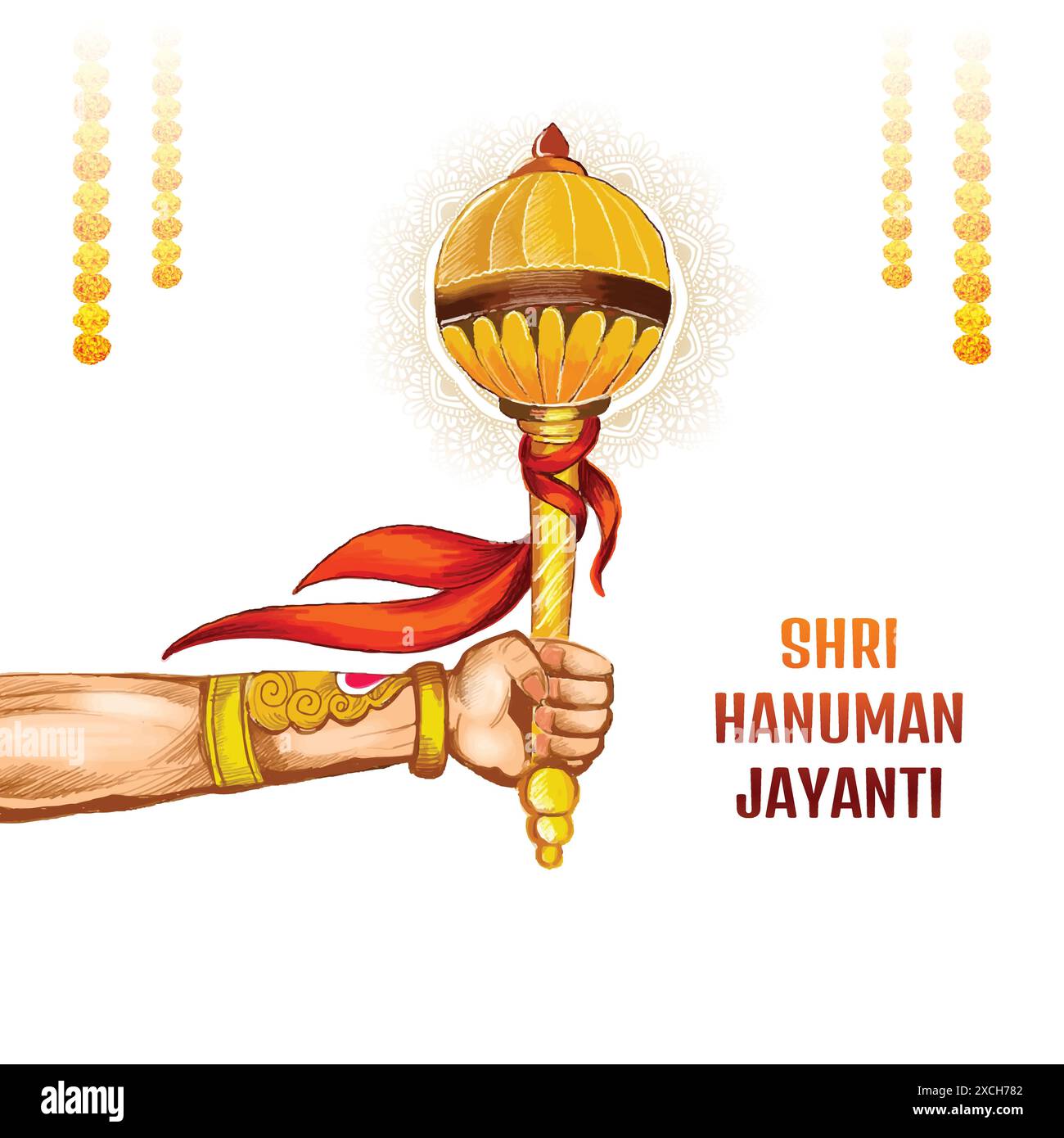 Illustration der Gadda für hanuman jayanti Karten Hintergrund Stock Vektor