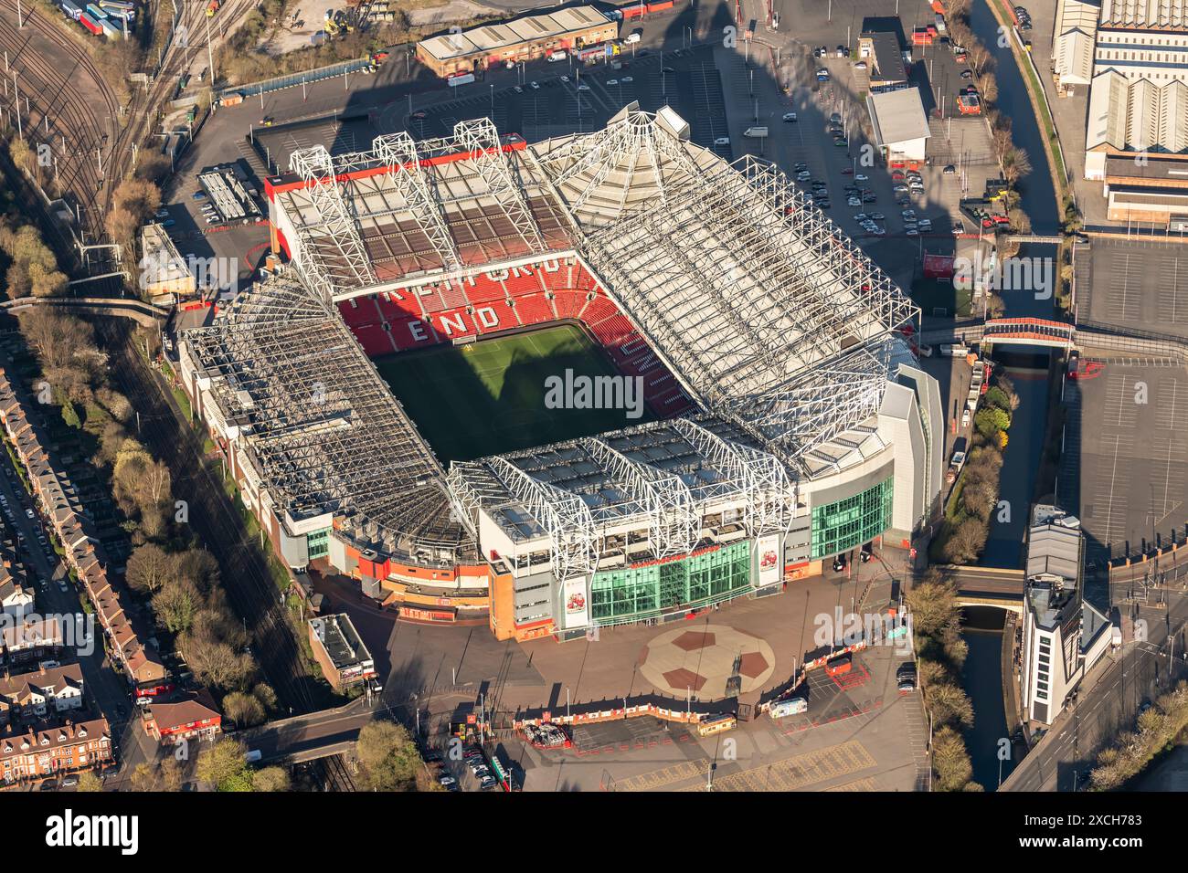 Luftbild des Manchester United Old Trafford Stadium Stockfoto