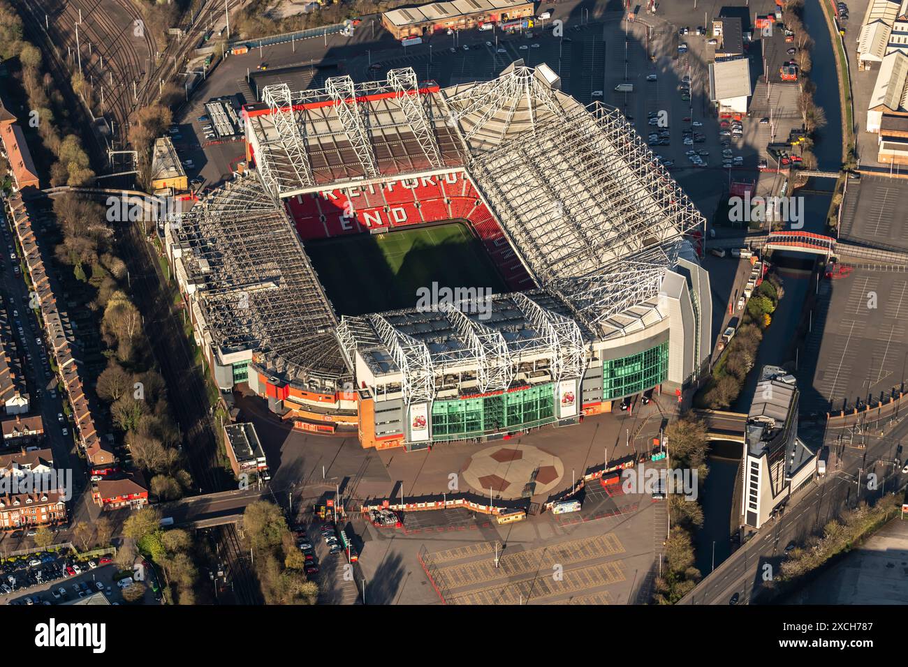 Luftbild des Manchester United Old Trafford Stadium Stockfoto