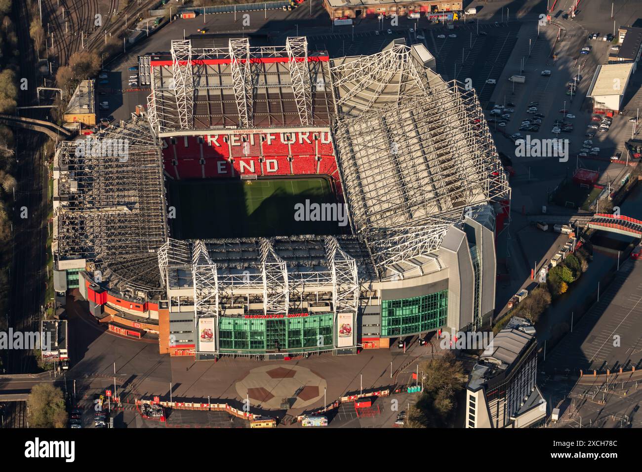 Luftbild des Manchester United Old Trafford Stadium Stockfoto