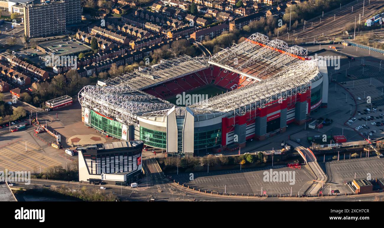 Luftbild des Manchester United Old Trafford Stadium Stockfoto