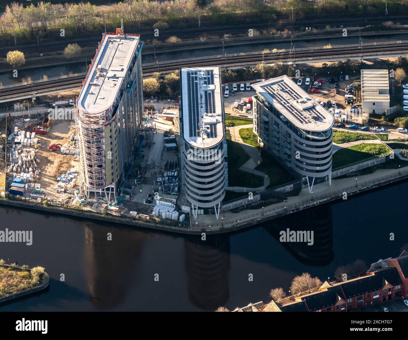 Luftbild der Entwicklung neben dem Pomona Dock aus 1500 Metern Höhe Stockfoto