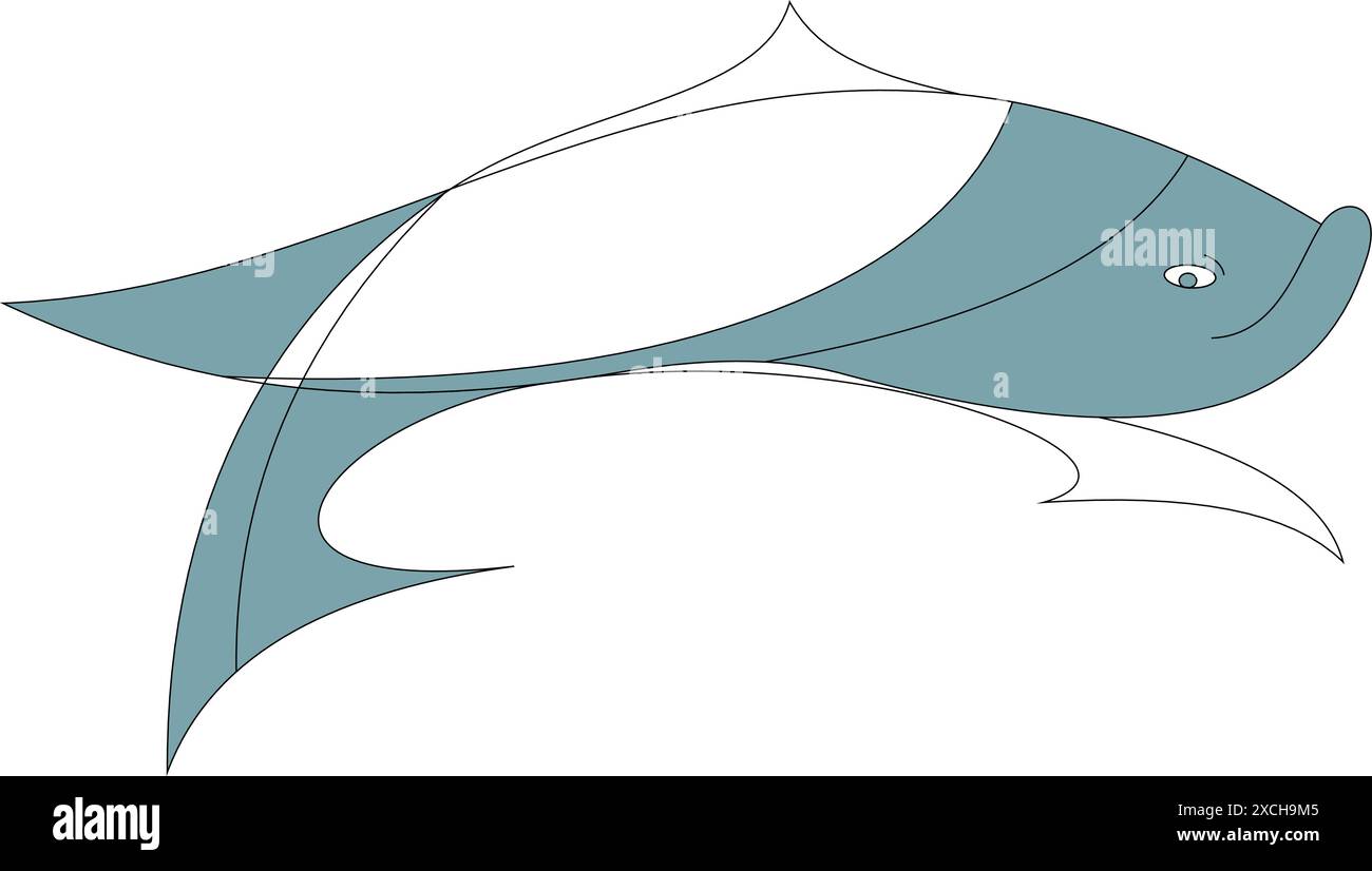 Ein stilisierter Fisch mit schwarzen Streifen und blauem Bauch. Stock Vektor