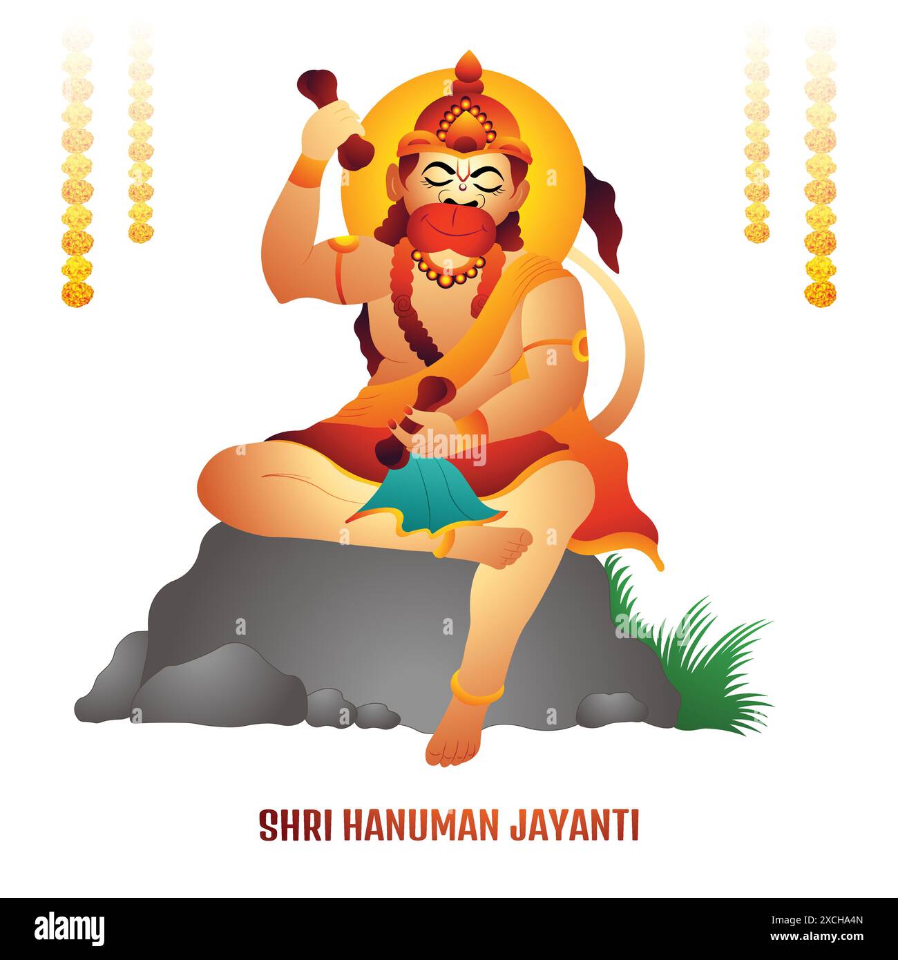 Haapy hanuman jayanti auf Lord hanuman Feier Illustration Hintergrund Stock Vektor
