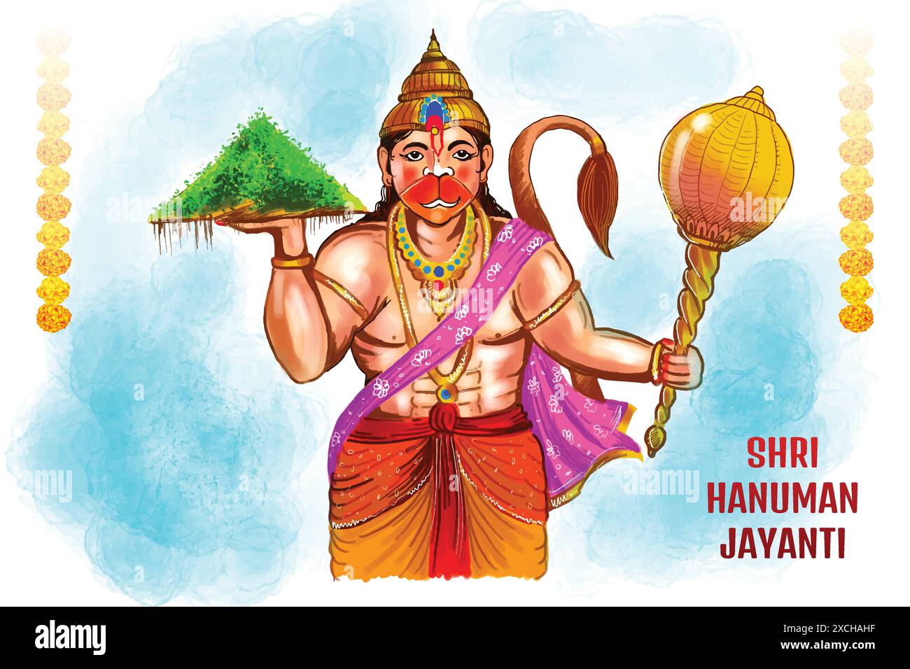 Hanuman jayanti Feier Grußkarte Hintergrund Stock Vektor