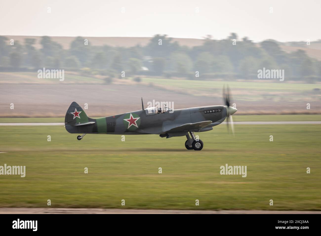 Supermarine Spitfire Mk IX PT879, Duxford Airfield, Cambridgeshire, Großbritannien Stockfoto