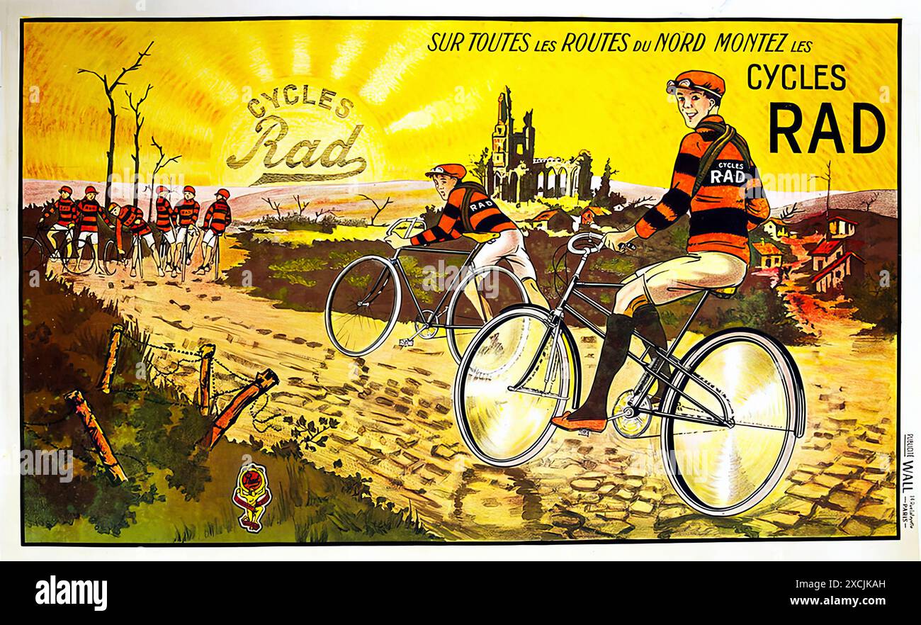 Cycles Rad – Poster Mit Vintage-Bike-Werbedruck Stockfoto