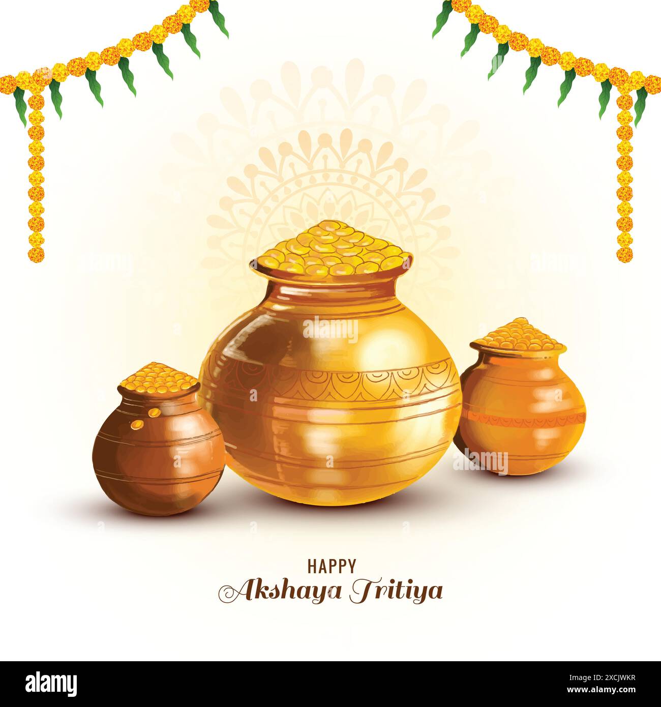 Akshaya Tritiya Feier mit goldenem kalash Hintergrund Stock Vektor