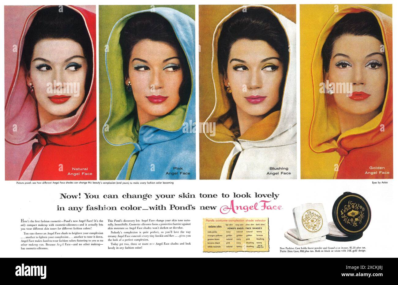 1960 Pond's Angel Face Cosmetics Werbespot mit Augen von Aziza Stockfoto