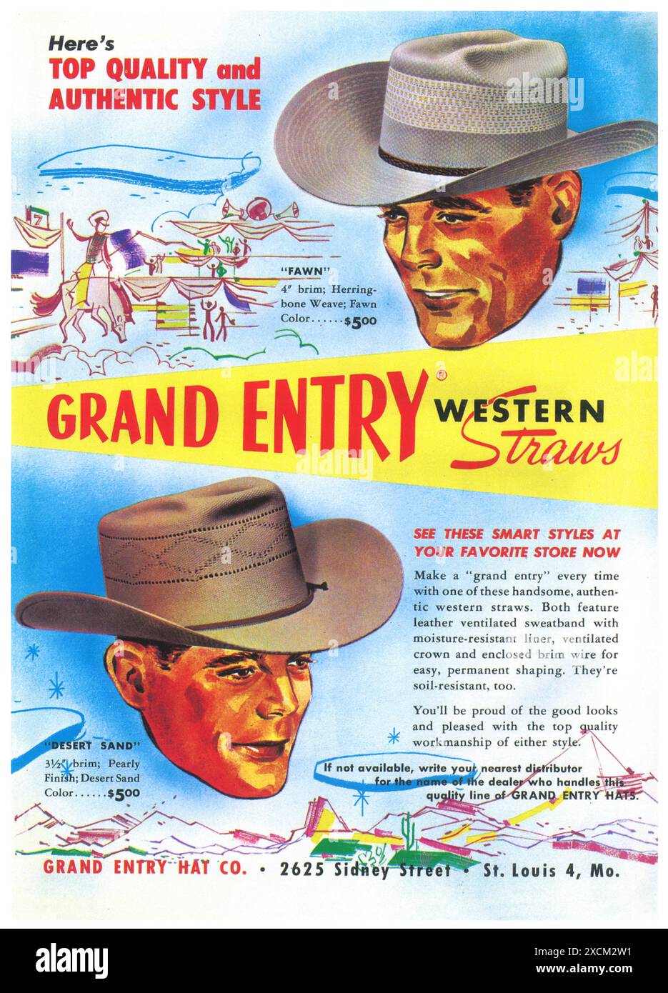 1960 Grand Entry Hat Co-Werbung Stockfoto