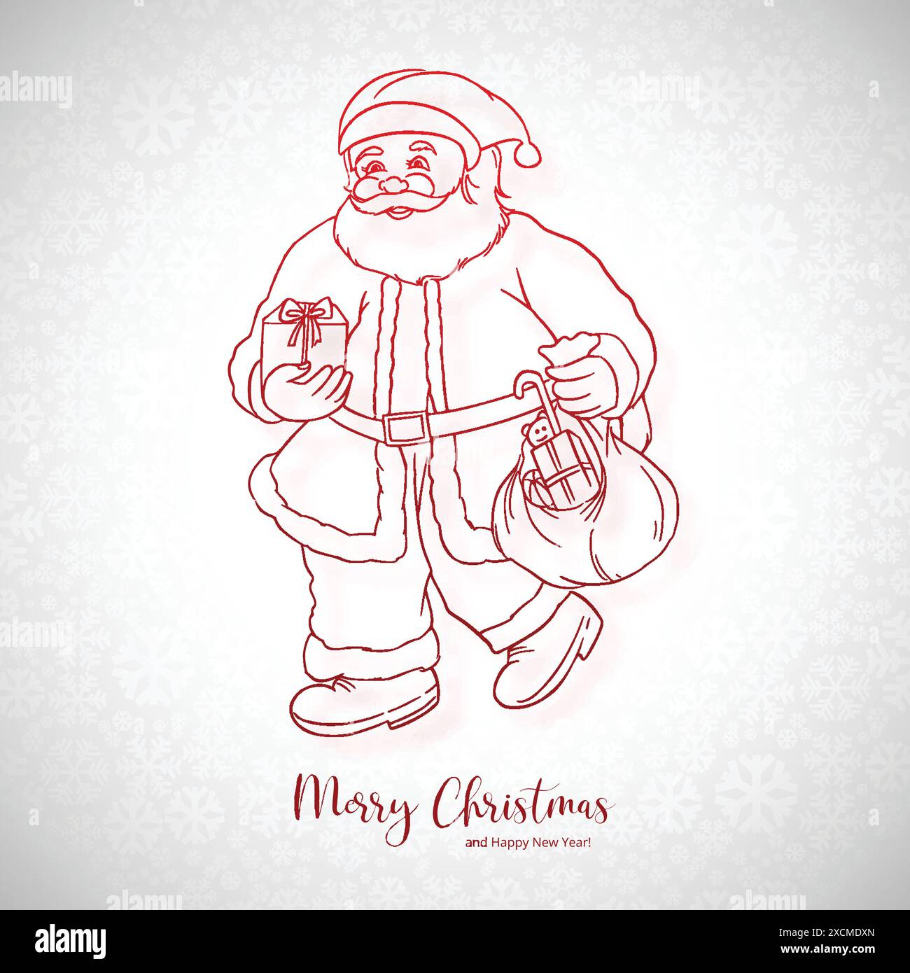 Handgezeichnetes fröhliches weihnachtsmann-Skizzendesign Stock Vektor