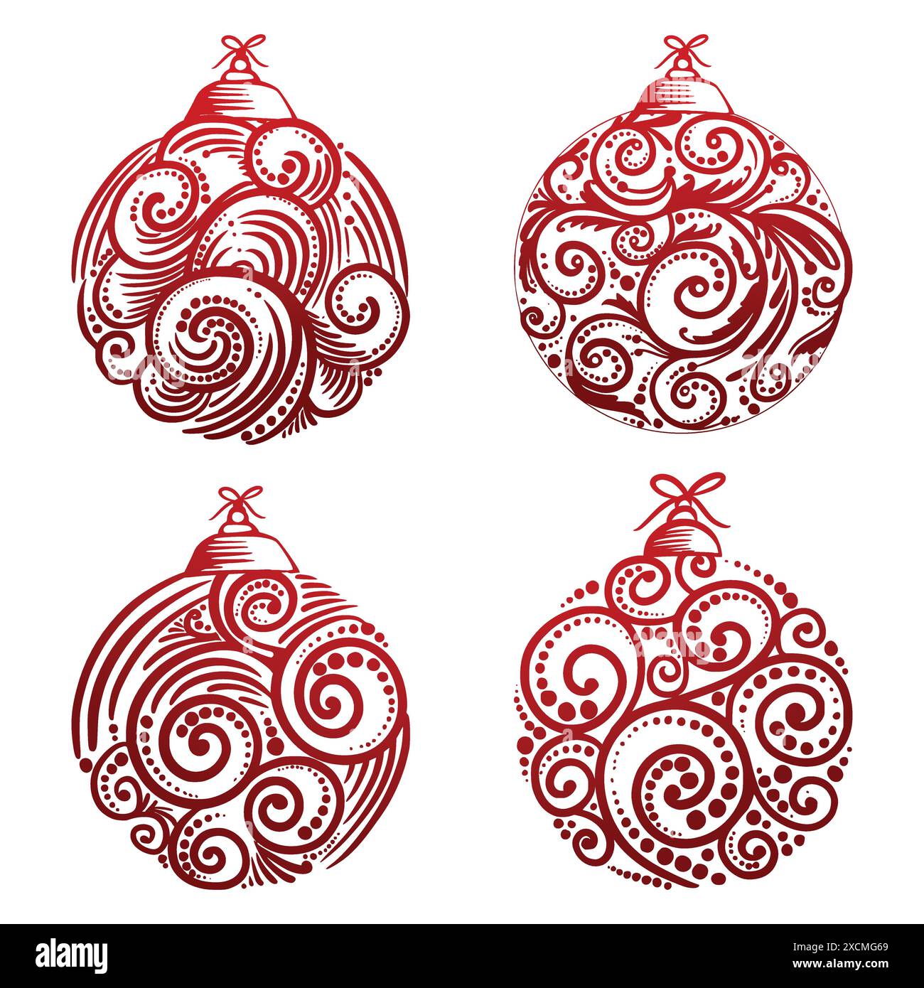 Elegantes, dekoratives Blumendesign für weihnachtskugeln Stock Vektor