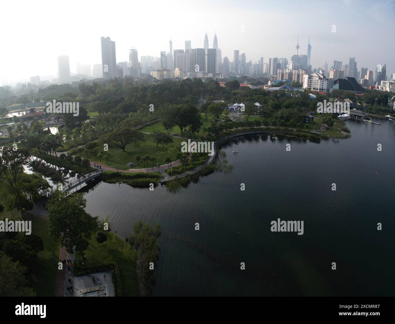 Kuala Lumpurs Freizeitpark Titiwangsa aus der Vogelperspektive Stockfoto