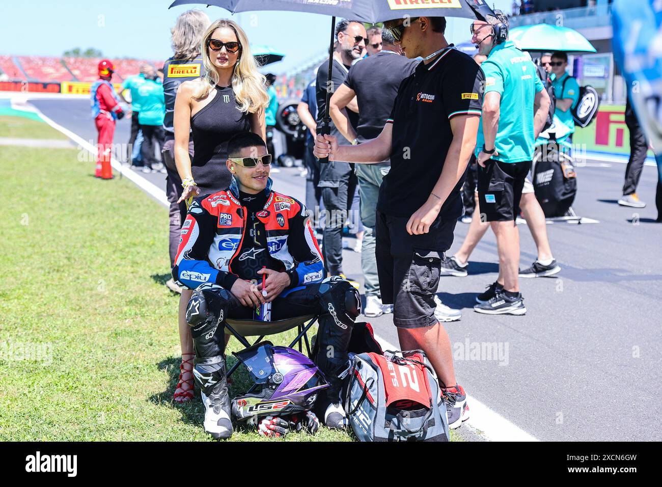 Misano Adriatico, Italien. Juni 2024. Michael Ruben Rinaldi vom Team Motocorsa Racing mit Ducati Panigale V4R während der FIM SBK Superbike World Championship Pirelli Emilia-Romagna Round - Box and Pit Lane auf dem Misano World Circuit. Quelle: SOPA Images Limited/Alamy Live News Stockfoto