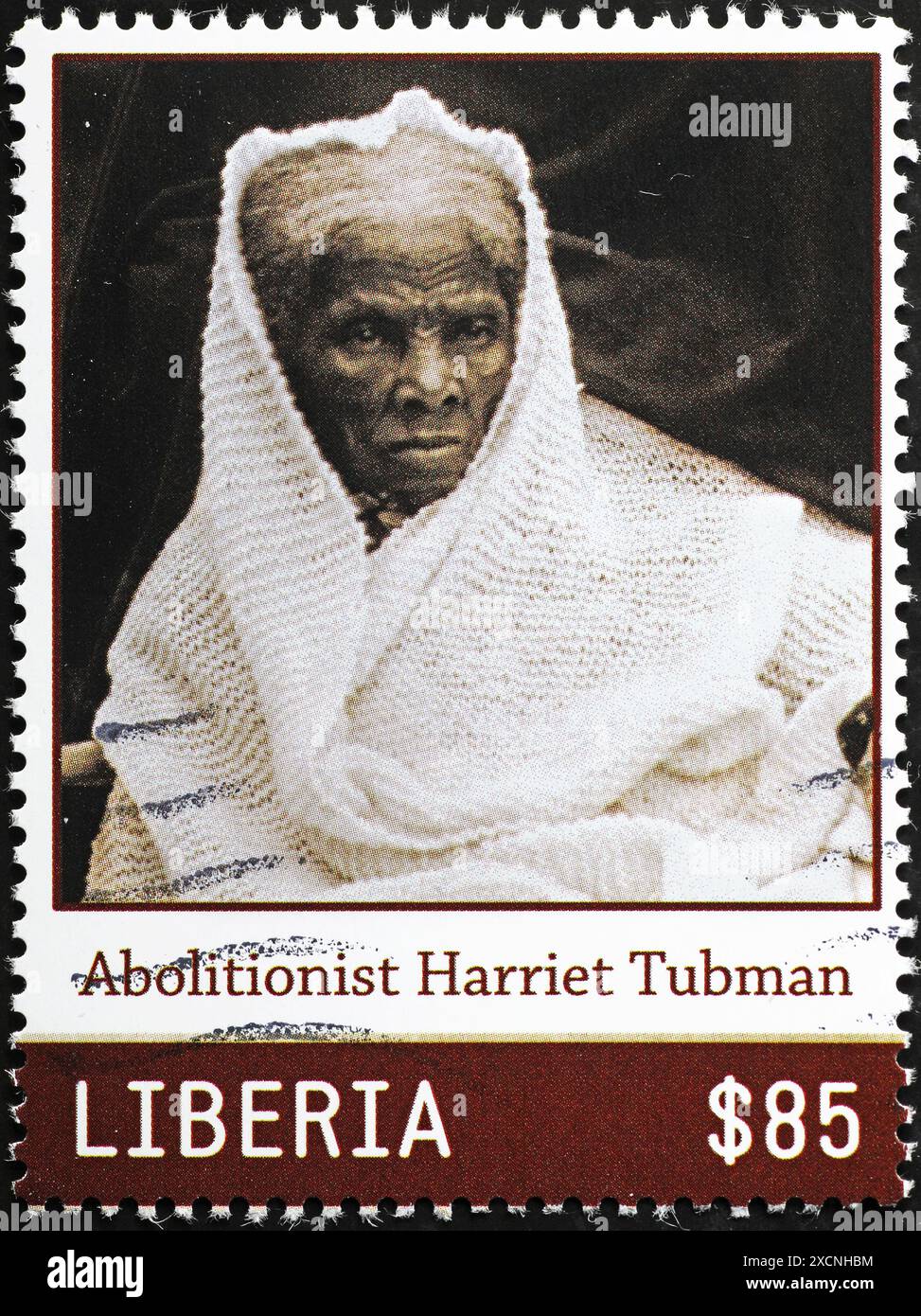 Wunderschönes Porträt eines alten Harriet Tubman auf Briefmarke aus Liberia Stockfoto