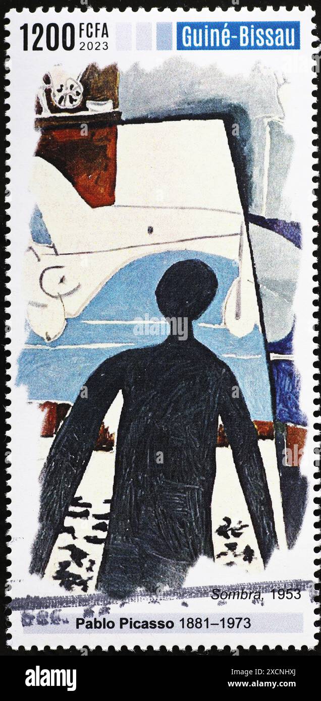 Gemälde 'Schatten' von Pablo Picasso auf Briefmarke Stockfoto