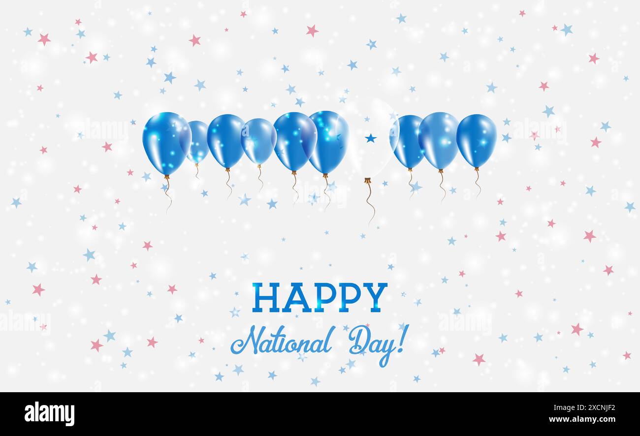 Prickelndes Patriotisches Poster Zum Unabhängigkeitstag Von Honduras. Reihe von Ballons in Farben der Honduranischen Flagge. Grußkarte mit Nationalflaggen, Konfetti und Stock Vektor