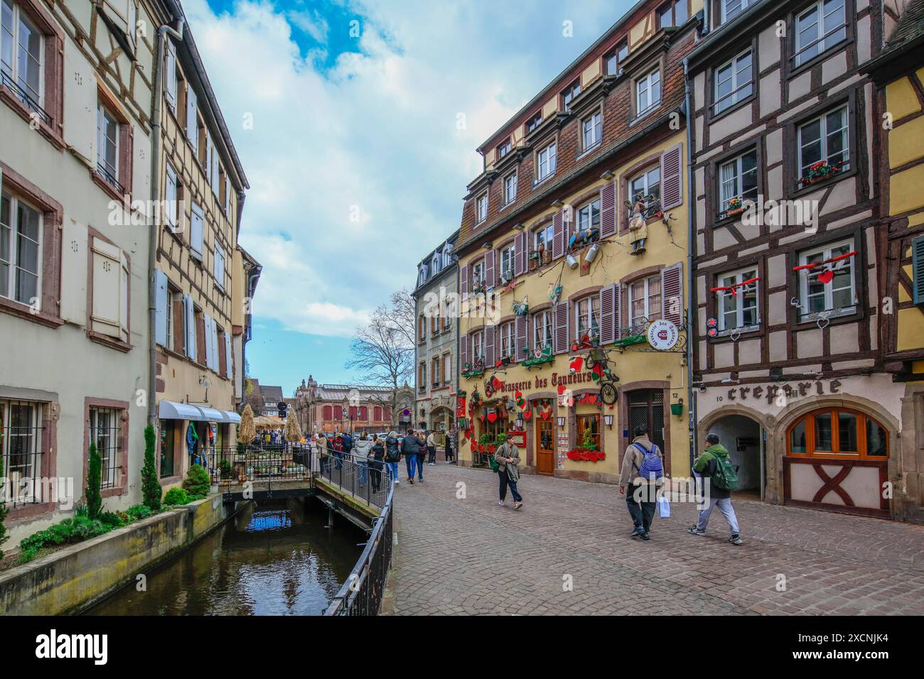 Petite Venise, Little Venice, Fachwerkhäuser am Ufer des Lauch, Altstadt von Colmar, Oberrhein-Departement, Elsass, Frankreich Stockfoto