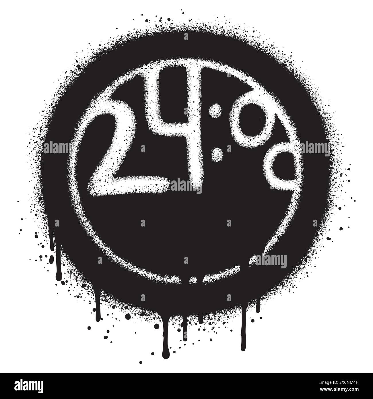 Spray lackierte Graffiti O'Clock isoliert mit weißem Hintergrund. Vektordesign Street Art. EPS 10. Stock Vektor