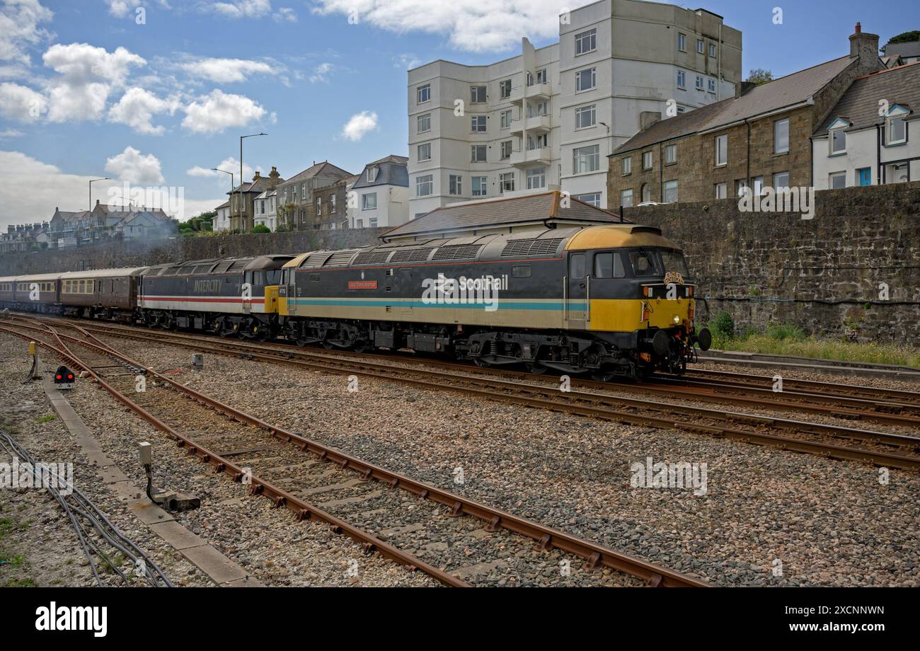 Cornish Riviera Statesman, Nantwich nach Penzance und Rückkehr organisiert von Statesman Rail, Operator Locomotive Services Group (2x Diesel der Baureihe 47) Stockfoto