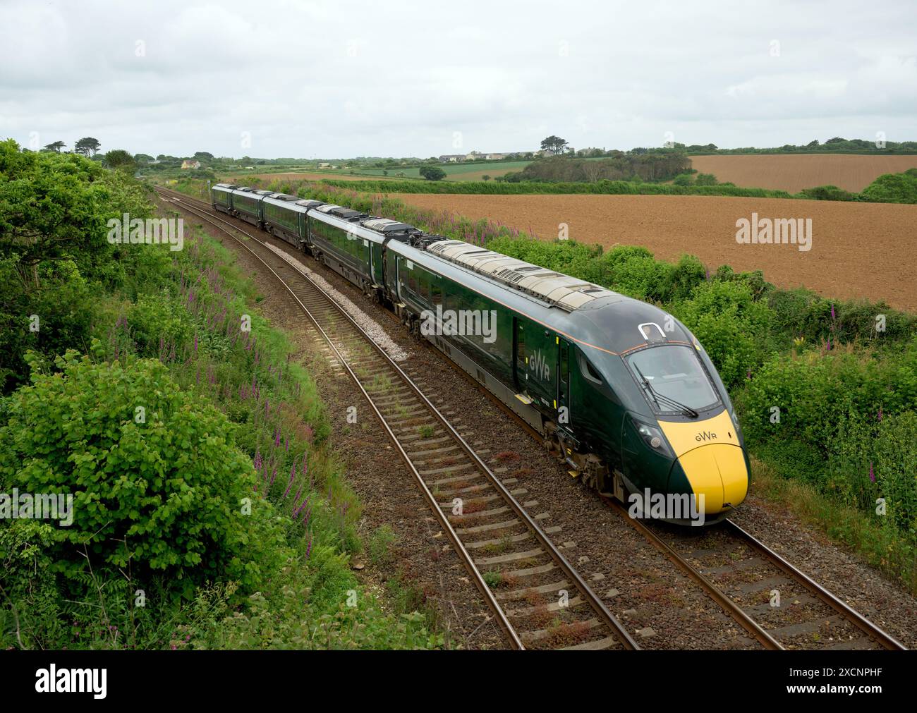 Great Western Railway InterCity Express Penzance von Penzance nach London Paddington, vorbei an Gwinear in Cornwall Stockfoto