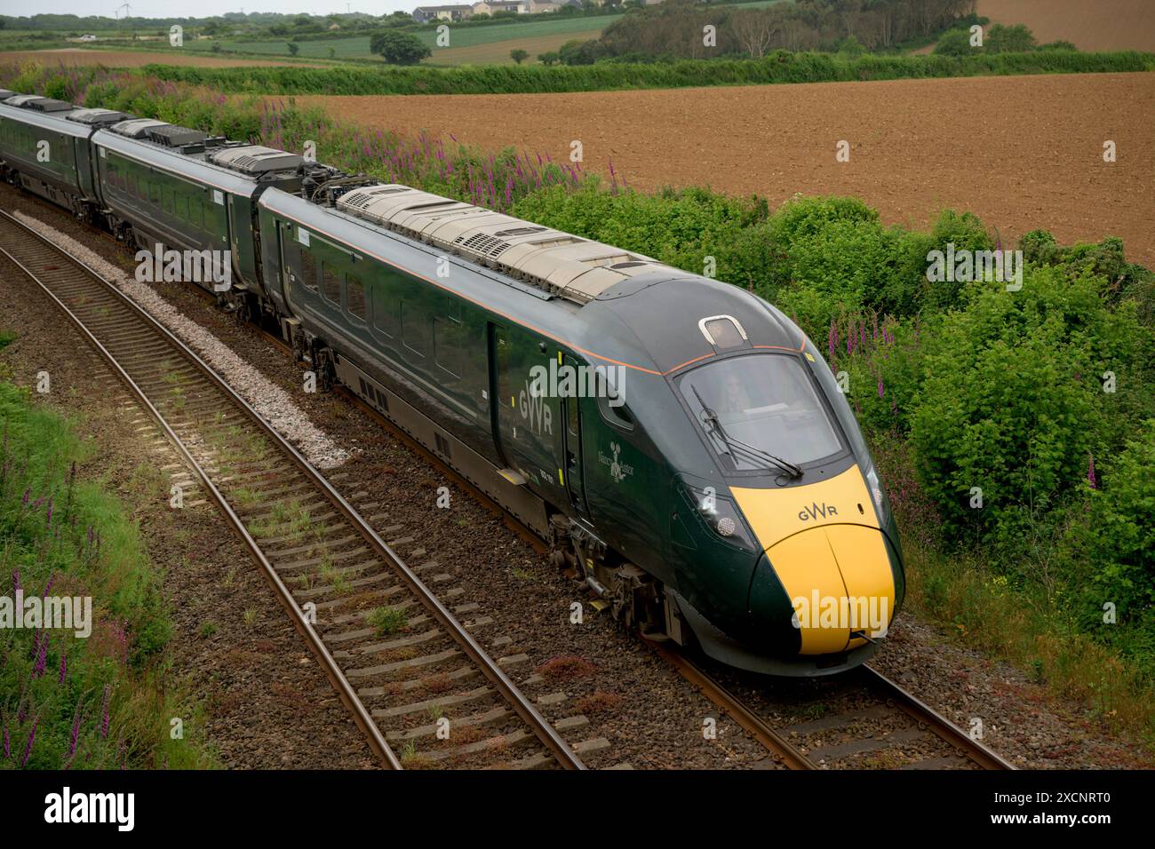 Great Western Railway InterCity Express Penzance von Penzance nach London Paddington, vorbei an Gwinear in Cornwall Stockfoto