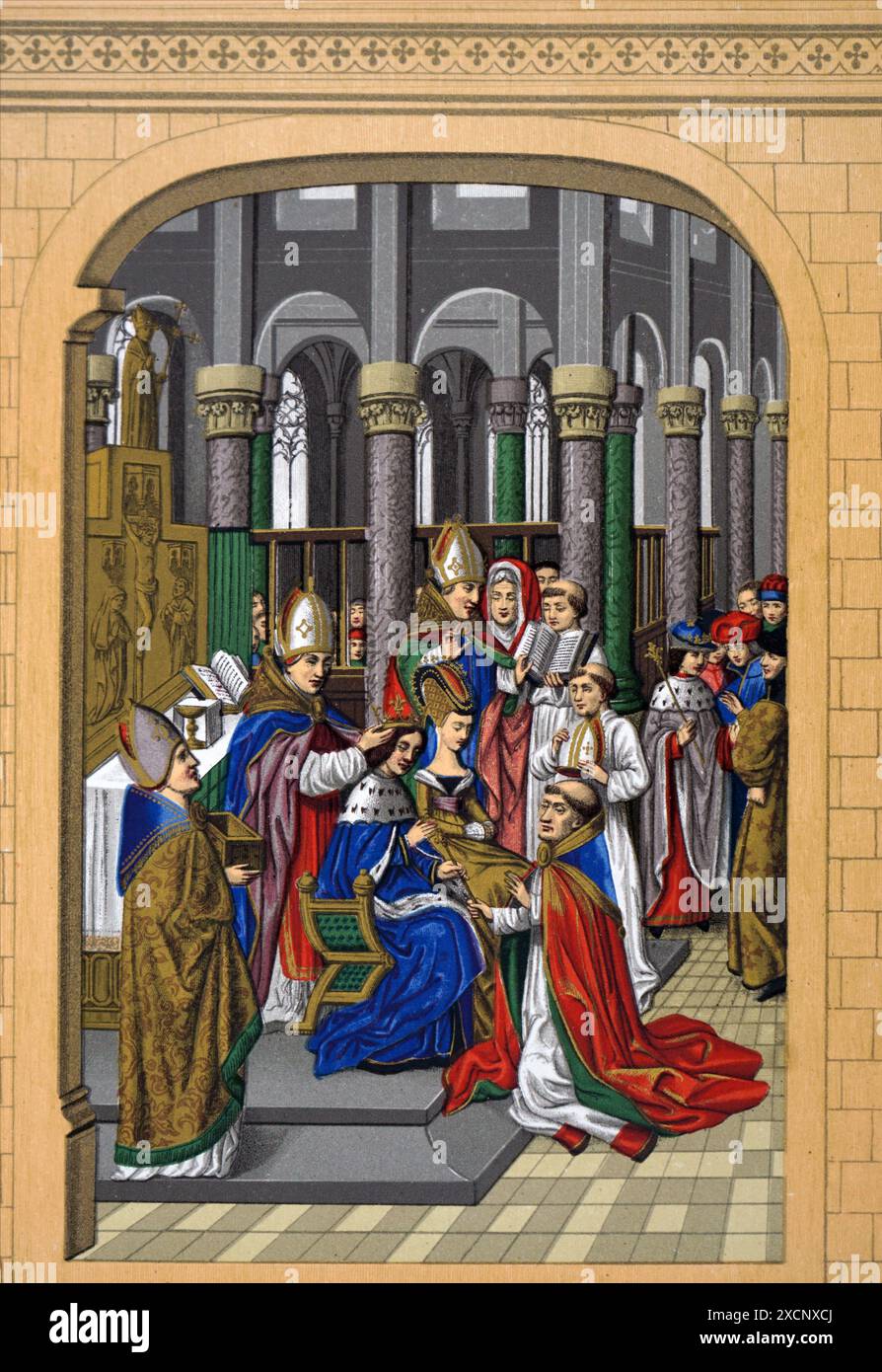 Minatare Darstellung von König Karl V. von Frankreich (1338-1380) der Weise, ein Monarch aus dem Haus Valois genannt. Vom 14. Jahrhundert Stockfoto