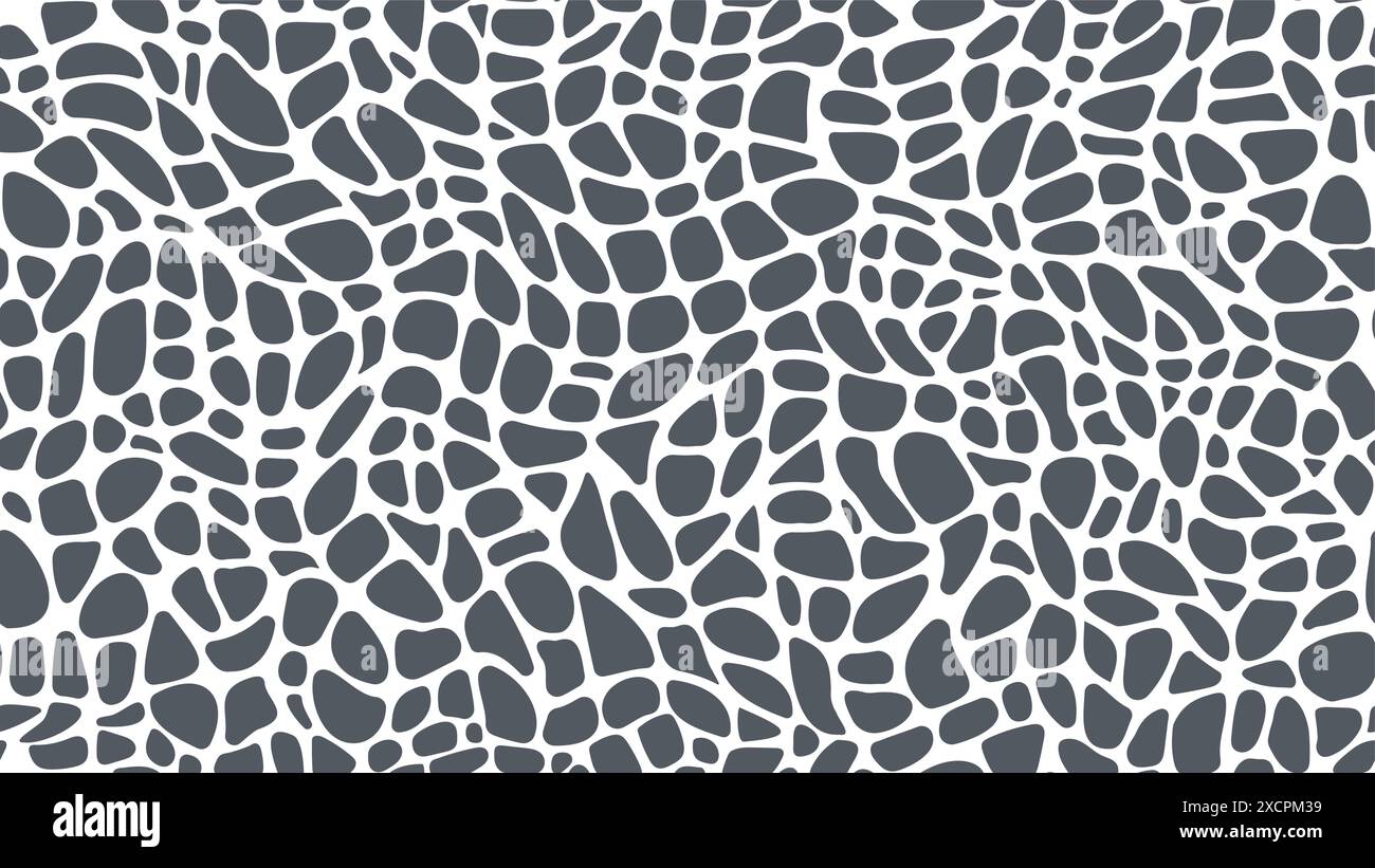 Bodenmuster aus Mosaikstein. Felsen Textur Vektor Hintergrund mit Kies, Kopfsteinpflaster und Kieselsteinen. Boden- und Wandfliesen, Straßen-, Bürgersteig- oder Gehsteig, abstraktes geometrisches Muster Stock Vektor