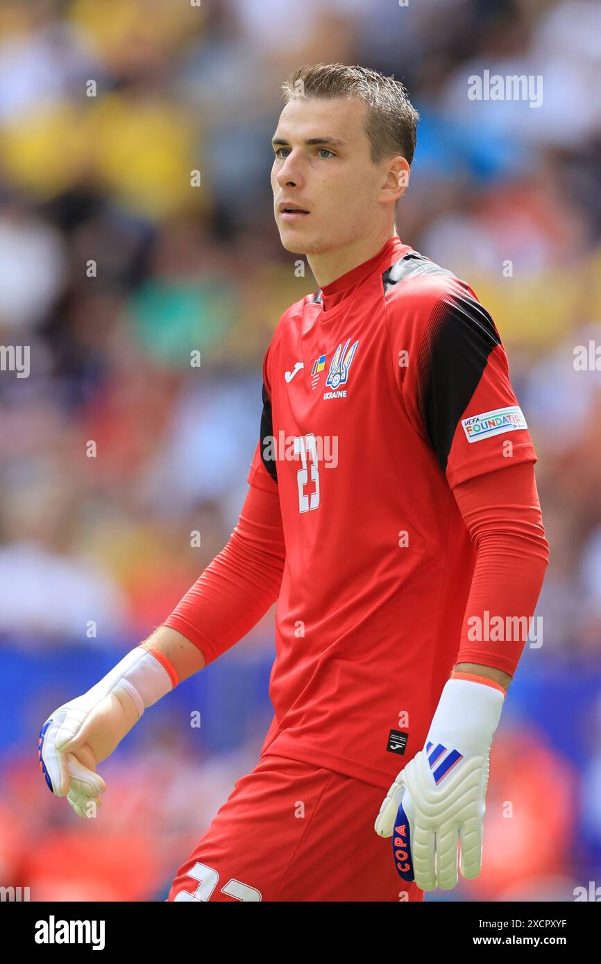 München Football Arena, München, Deutschland. Juni 2024. Euro 2024 Group E Fußball, Rumänien gegen die Ukraine; Torwart Andriy Lunin (UKR) Credit: Action Plus Sports/Alamy Live News Stockfoto